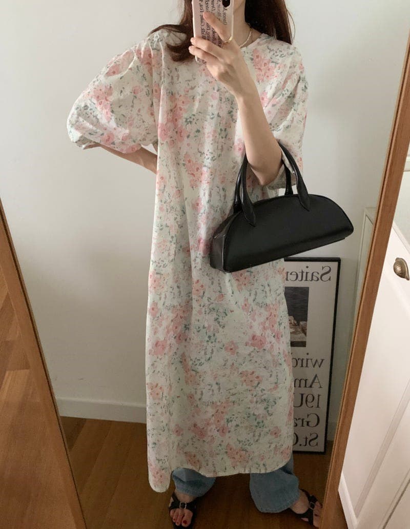 花柄 ファッション 春夏 優美花柄 ゆったりワンピース